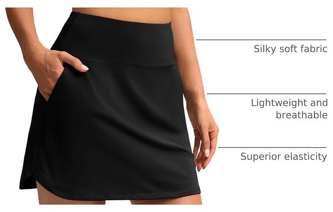 16'' Skorts for Women with 4 Pockets Athletic Tennis Golf Skirt | Built-in Shorts, High Waisted, Stretchy, A Line, Casual, Pickleball, Skort