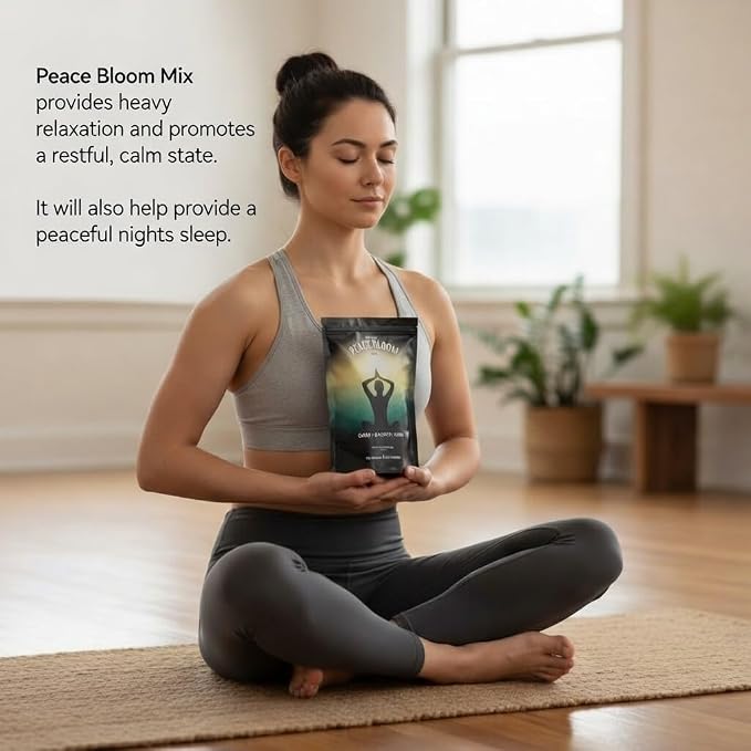 Peace Bloom Calming Powder Mix with Kava, Bacopa & GABA- Relaxation Drink, Stress Relief, Alcohol-Free