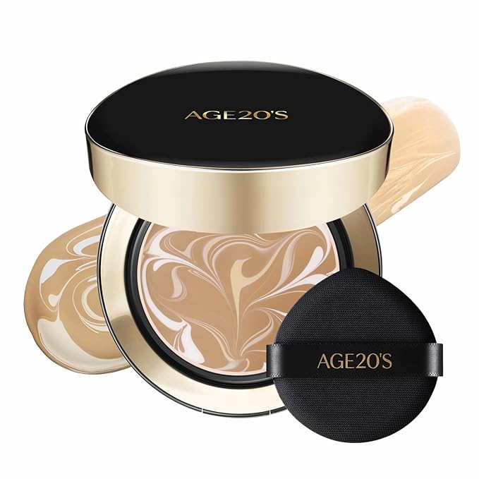 [Vegan] AGE20'S Signature Essence Pact | Pack of 1 | 24W BUFF | Korean Cushion Foundation | Cream Foundation, Dewy & Glow Finish, Natural Coverage, SPF 50+
