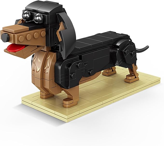 KAZI Dachshund Dog Building Toy Set,Adorable Dogs Figures for Girls Age 8-12,Gift Idea for Dog Lovers,Puppy Model for Kids Who Love Animals,Party Favors