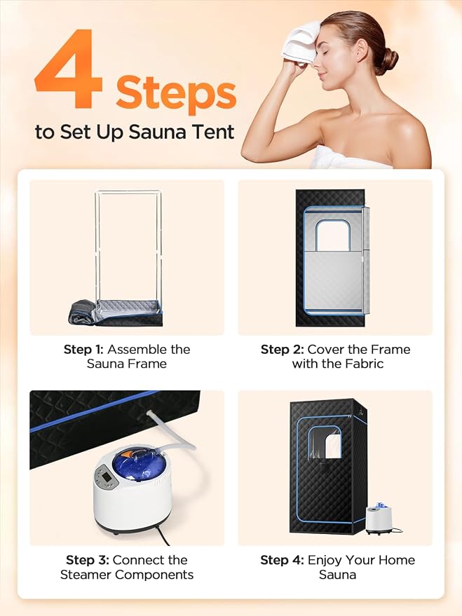 Portable Steam Sauna for Home |Personal 71" Full Body Sauna Tent with 1200W 3L Steamer, 15 Levels, Remote & Chair | Moist Heat for Relaxation, Workout Recovery & Stress Relief – VOC-Free