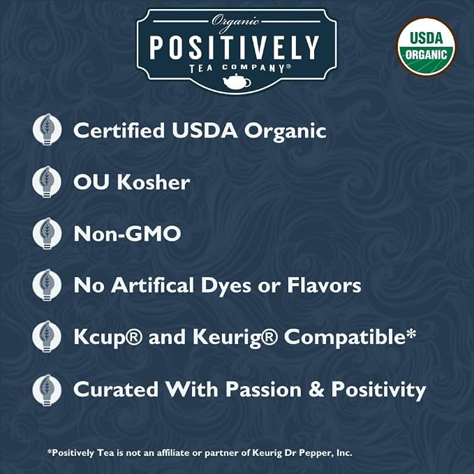 Organic Positively Tea Company, Decaf English Breakfast Black Tea, K-Cup Compatible, 96 Pods