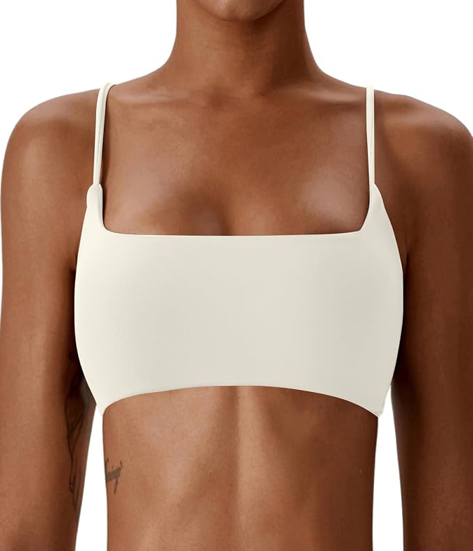 Comper Women's Sports Bras Wirefree Racerback Workout Bras Sexy Thin Straps Yoga Sport Bras with Removable Pads
