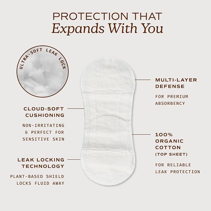 August Regular Organic Pads & Cotton Liners Bundle - 74-Pack (36+38) Ultra-Thin Menstrual Pads with Wings + Organic Cotton Panty Liners for Women, Non-Toxic, Fragrance-Free & Hypoallergenic