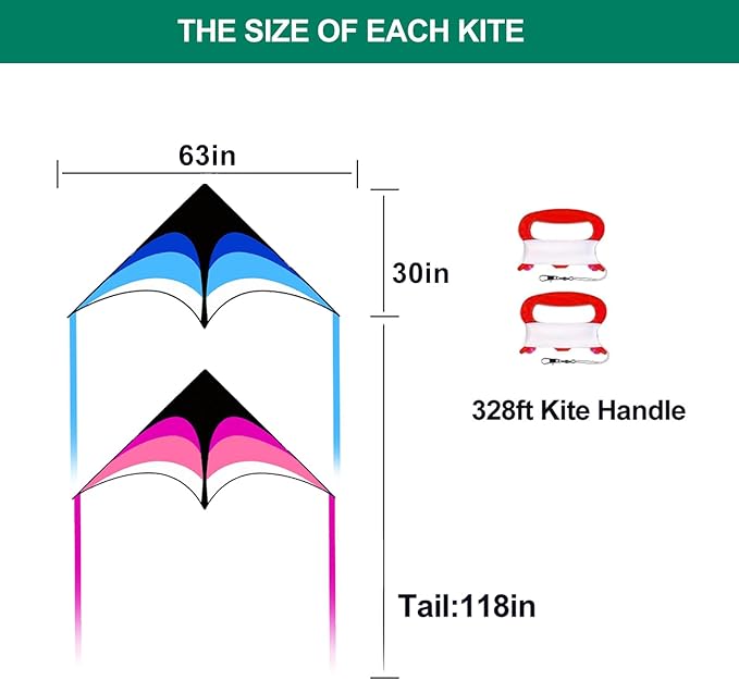 Mint's Colorful Life Delta Kite for Kids & Adults, Extremely Easy to Fly Kite for Beach Trip, Best Kites for Beginners, 300ft String Handle Included