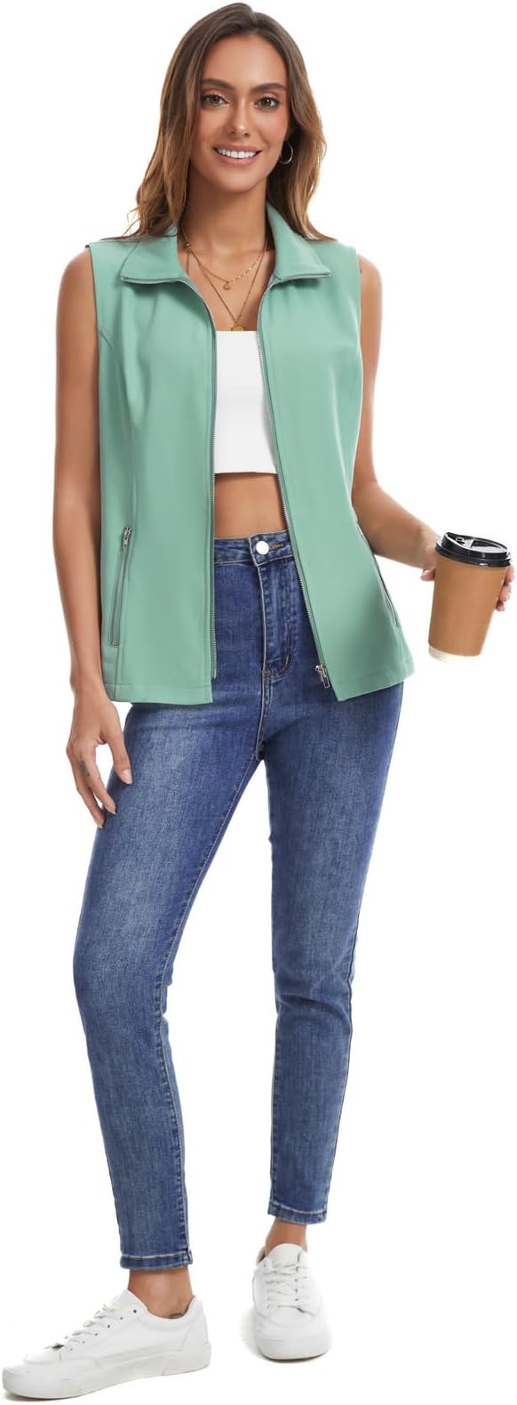 MISS MOLY Women's Lightweight Vest Casual Zip Up Utility Vest Hiking Golf Sleeveless Jackets with Pockets