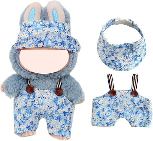 2-Piece Clothes for Labubu (NO Doll), Handmade Liberty Fabric Dress and Bow Set for 17CM Dolls, Cute Outfit Accessories (MITSI-Valeria)