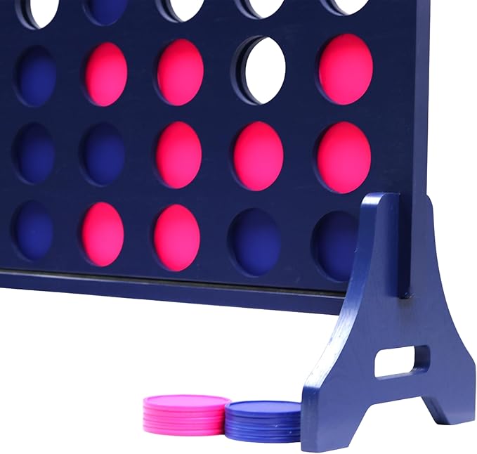 Tailgating Pros Premium Navy Giant Four in a Row with Carrying Case - Jumbo Oversized Outdoor Yard Game - Connect Multiple Pucks in a Row to Win - Many Puck Colors Available!