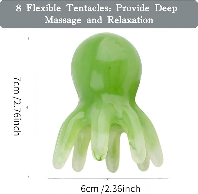 Large Size Octopus Head Massager Scalp Scratcher Deep Massage Tools, 8 Tentacles Acupressure Gua Sha Manual Body Massage Tool