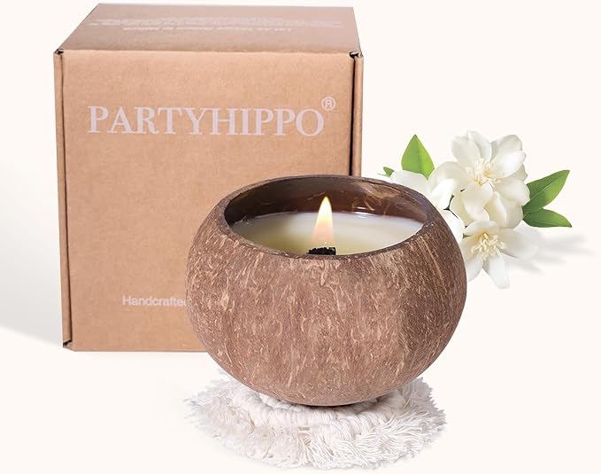 Gardenia Scented Candle, 60-Hour Burn – Natural Soy Wax, Handmade Coconut Shell, Clean Cotton Wick, Gift-Ready for Home & Relaxation (Floral Elegy Gardenia)