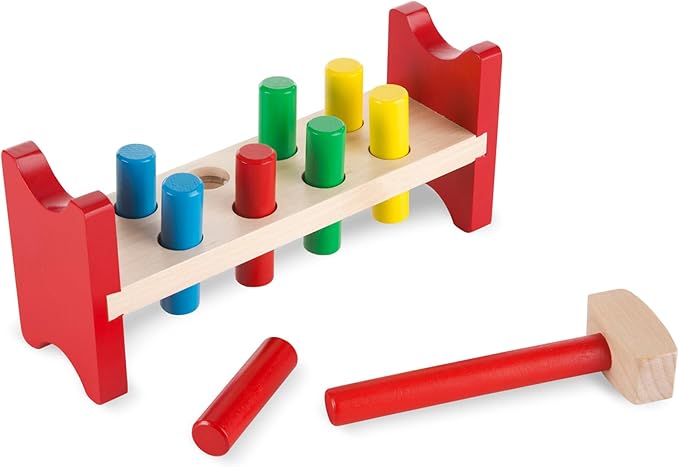 Melissa & Doug Deluxe Wooden Pound-A-Peg Toy With Hammer - FSC Certified