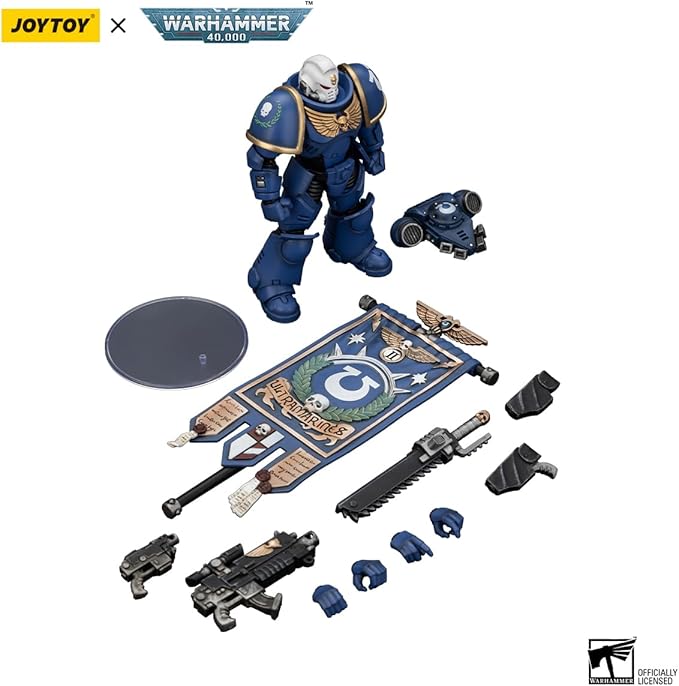 JoyToy Warhammer 40K Ultramarines Heroes of The Chapter Primaris Ancient Posca 1:18 Scale Action Figure Mecha Joy Toy Collection Model 4.76in