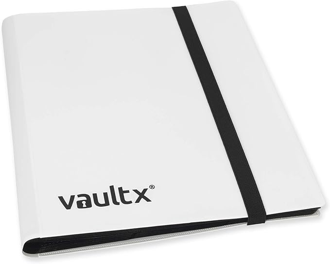 Vault X 9 Pocket Standard Strap Binder, Holds 360 Trading Cards in 20 Side-Loading Pages (White)