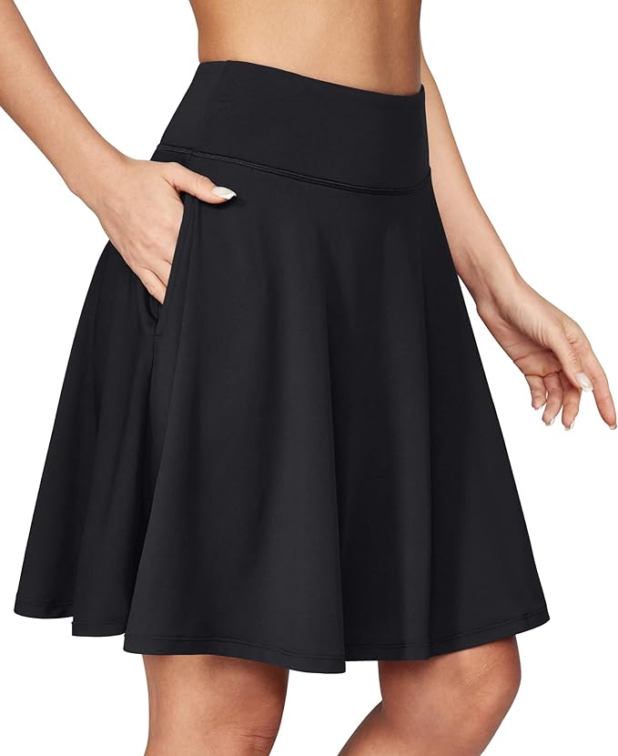 IUGA 20" Knee Length Skorts Skirts for Women with Pockets Tennis Skirt High Waisted Golf Skirts for Women Casual Athletic