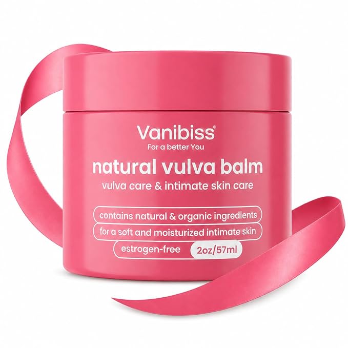 Vanibiss Natural Vulva Balm, Vulvar Moisturizer for Dryness, 2 oz | Estrogen-free vaginal moisturizer and pH balanced menopause cream for dryness, itching & irritation