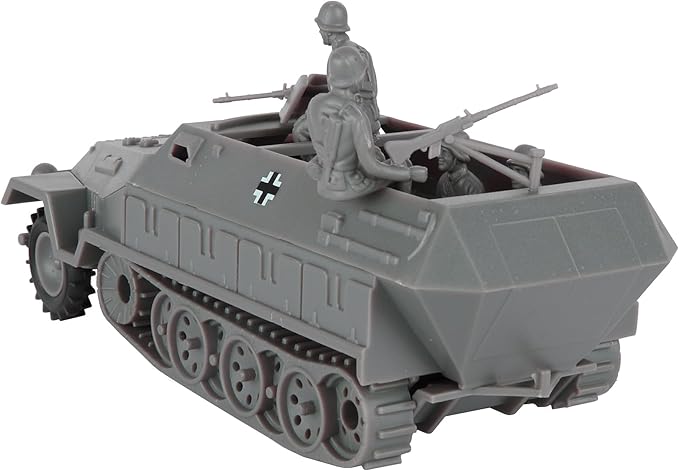 BMC CTS WW2 German Hanomag Halftrack - 5pc Gray Plastic Army Men Armored Vehicle