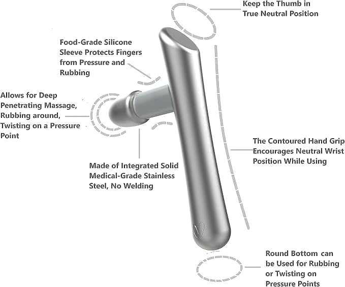 LittleMum T-Bar Massage Tool - Myofascial & Foot Reflexology Massager, Stainless Steel, Heavy Duty