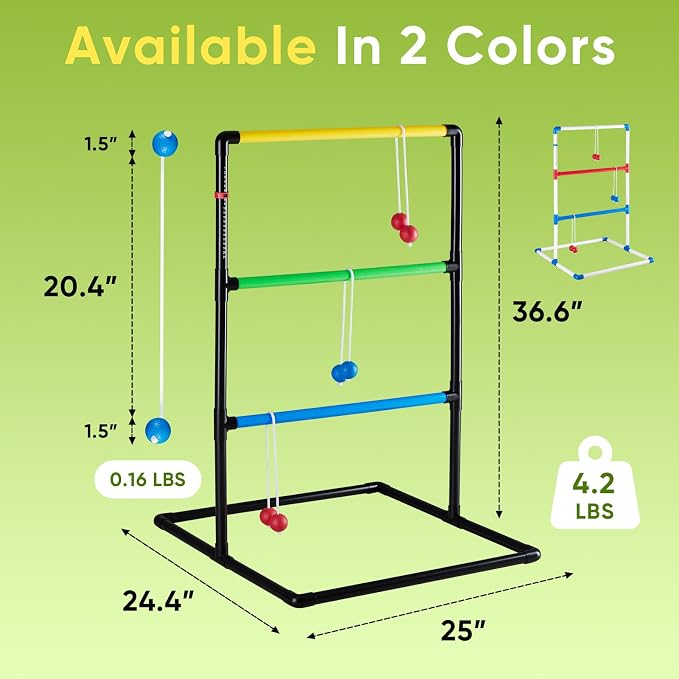 OLIXIS Ladder Ball, Golf Tossing Ball Set for Ladder Toss Game, Ladderball Outdoor Games for Lawn & Backyard for Adults & Kids, Complete with 6 Bolas, Scoreboards & Carry Bag