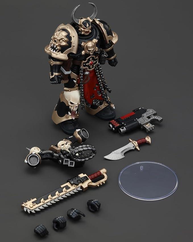 JoyToy Warhammer 40K Genuine License 1:18 Action Figure, Chaos Space Marines Black Legion Chosen with Combi-melta and Chainsword, 4.96 inch Collectible Action Figures Sets