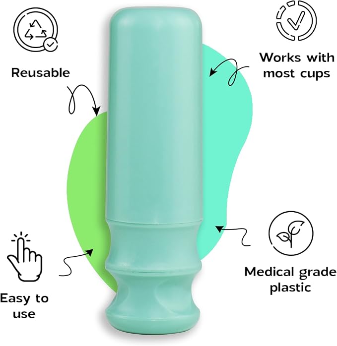 SHORDY Menstrual Cup Applicator & Lube Set - Easy Insertion Tool (Green) | Works with Most Cups, Reusable Copa menstrual Aplicador, Includes lubricant, Easy-to-use cup tool