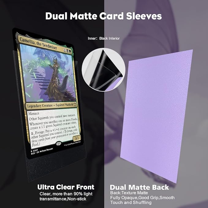 Orchid Violet Dual Matte Card Sleeves, Katomula 100PCS Card Sleeves for MTG, Standard Card Sleeve for PKM, Flesh & Blood