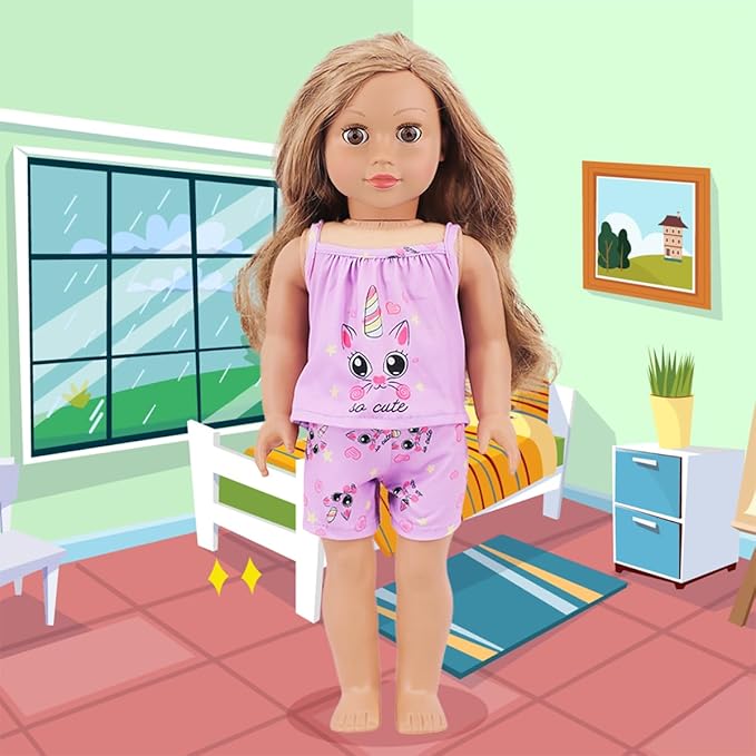 K.T. Fancy 10 Sets American 18 Inch Doll Clothes and Accessories Include Doll Clothing Dress Fit for 18 inch Dolls ( No Doll )