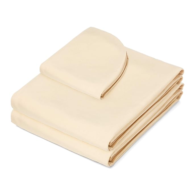 Saloniture 3-Piece Microfiber Massage Table Sheet Set - Premium Facial Bed Cover - Includes Flat and Fitted Sheets with Face Cradle Cover - Natural