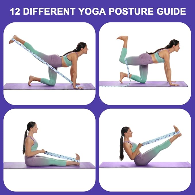 Elastic Yoga Stretching Strap with Loops, CEILIWEN Stretch Straps for Physical Therapy, Pilates Stretch Band, Elastic Exercise Bands, Leg Stretching Strap, Stretch Resistance Bands for Exercise