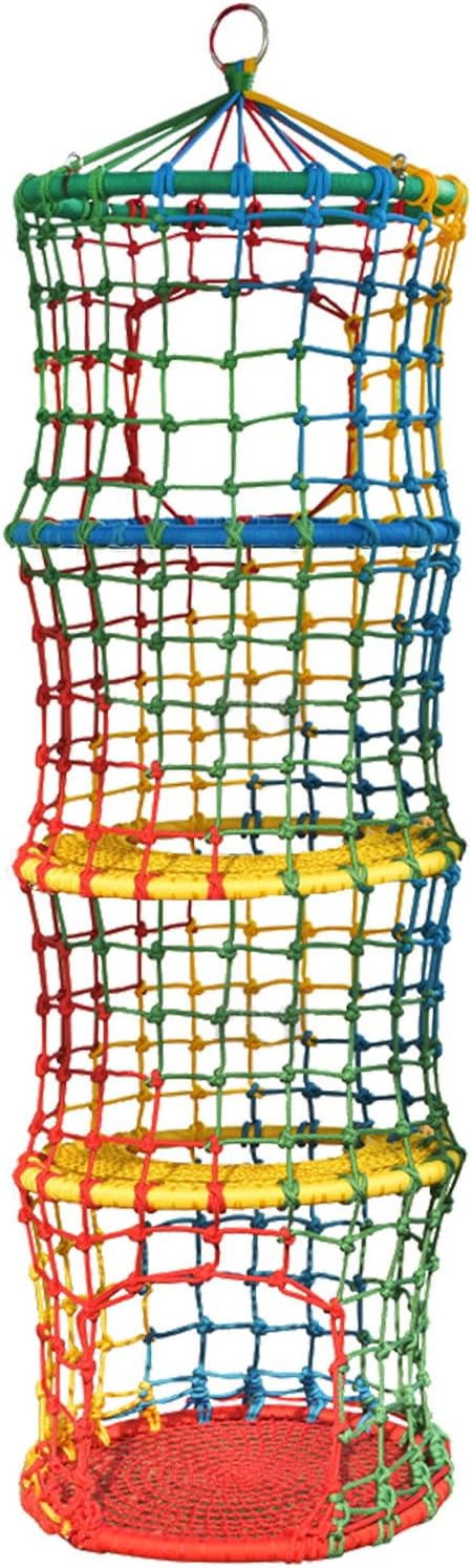 Saucer Tree Swing for Kids Climbing Rope Ladder for Children Rock Climbing Holds Suspension Indoor and Outdoor Balance Coordination Training Equipment (4 Tier)