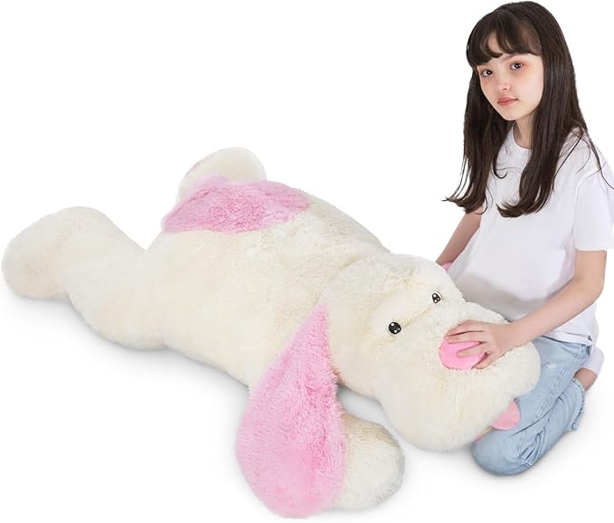 MorisMos Giant Dog Stuffed Animals, 51inch Large Stuffed Dog Plush Soft Big Pillow Gifts for Kids,Girls, Boys, Pink