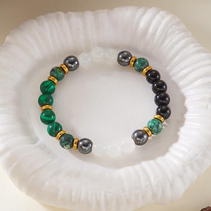 Healing Crystal Bracelet for Women Men Inspirational Bracelet Natural Stone Stretch Bracelet Spiritual Crystal Beads Bracelet Anxiety Relief Jewelry Gifts