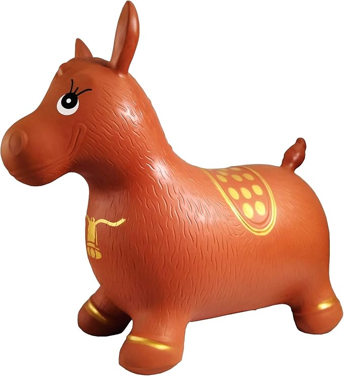 AppleRound Inflatable Ride-on Bouncy Animal Hopper – Horse, Cow or Unicorn – Kids Space Hopper Bouncer with Hand Pump – Jumping Toy for Indoor/Outdoor Play