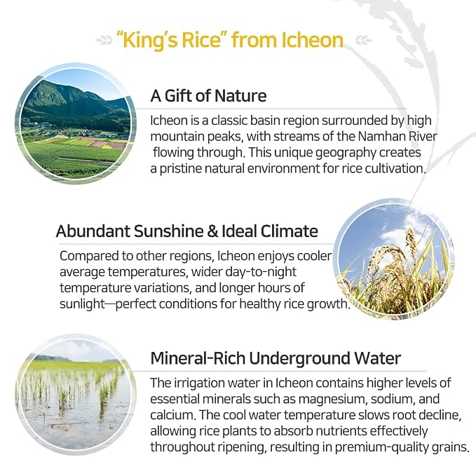 ICHEON RICE(ALCHANMI) - Premium Korean White Rice, Korean Imgumnim-pyo(KIng' rice) No Additives, Family Size 8.8lb(4kg)