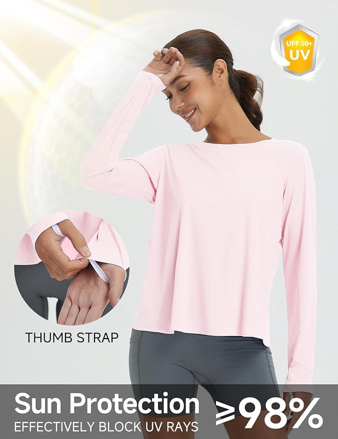 baleaf Women's Long Sleeve Workout Tops Running Sun Shirts Split Back | UPF 50+, Quick Dry, Lightweight, Breathable, Moisture-wicking, SPF, UV, for Athletic, Gym, Hiking, Tennis, Outdoor