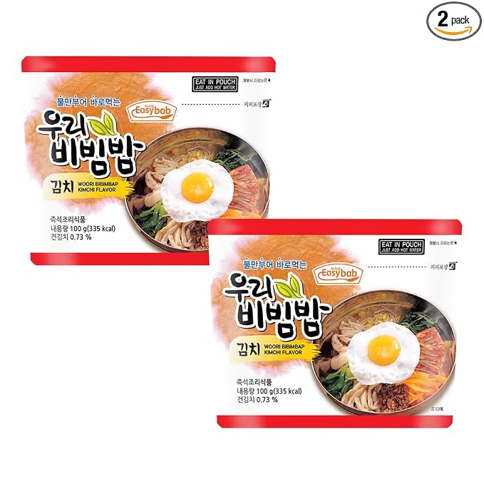Easybab Korean Ready to Eat Bibimbap, Kimchi (2 PACK)