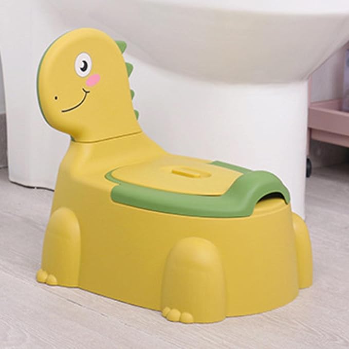 Potty Training Toilet | Dinosaur Seat Toddler Chair Portable for Kids with Non-slip Rubber Mat Backrest Boys Girls Yellow
