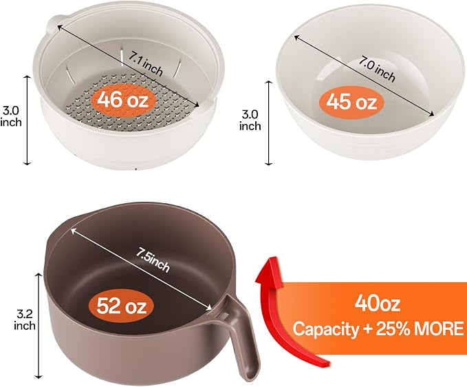 MEACOLIA Jumbo 50 oz Microwave Ramen Cooker Bowl | with Lid & Drain Strainer, Spill-Free, Rapid Noodle Pasta Cooker, College Dorm Essentials for Girls Guys, Apartment Friendly