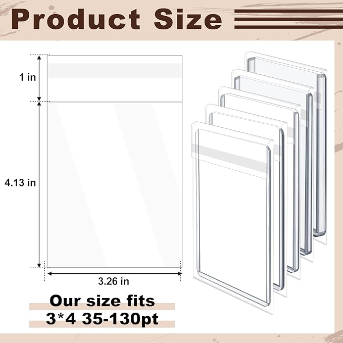AmazingSpark 600 Pcs Resealable Team Bags for Trading Cards Holders 35-130pt, Fit Card Sleeves Sports Slabs Sleeves Plastic Collectible Slabs Protection