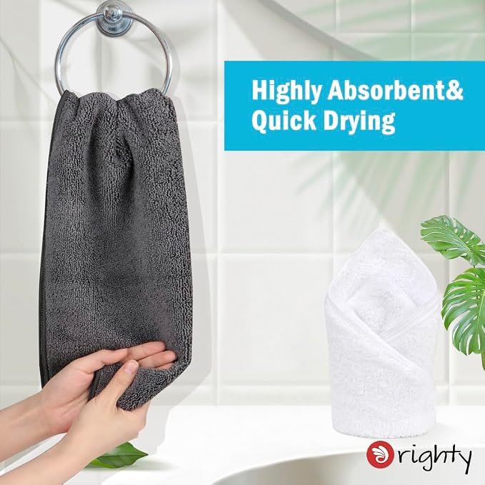 Orighty 6-Pack Grey Hand Towels - Quick Drying & Absorbent Microfiber Gym Towels 16x28 inches - Lightweight & Thin Grey Yoga Towel - Multi-Purpose Camping Towel for SPA, Hotel & Bathroom