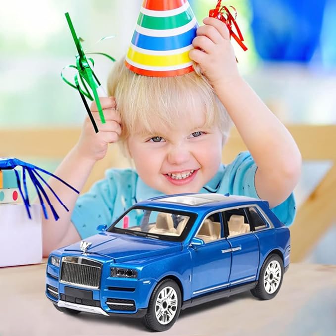 EROCK 1/24 Rolls-Royce Cullinan Model Car, Alloy Die Casting Collectible Pull Back Toy Car with Sound and Light for Kids Boy Girl Birthday Gift