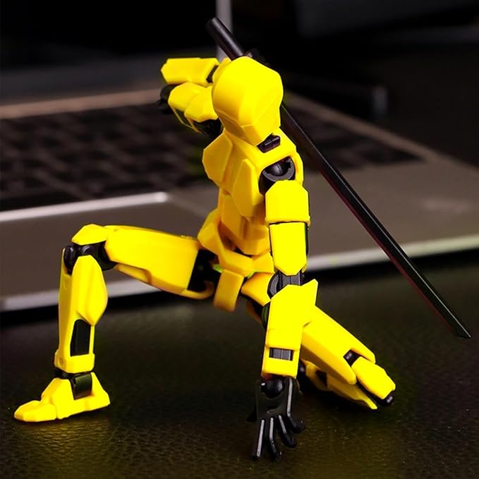 (Assembly Completed)-Titan 13 Action Figure,Lucky Robot 13 Action Figure Set,Nova 13 Action Figures,3D Printed Multi-Jointed Movable Robot Figure,Multiple Accessories (1pc,Yellow)