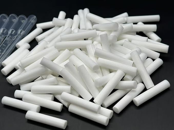 110Pack Wick Essential Oil Inhaler Replacement Kit, 4 cm (1 5/8 inch) Blank Nasal Sticks,or Essential Oil Inhalers. 10 Mini Droppers. for Essential Oil Inhalers.