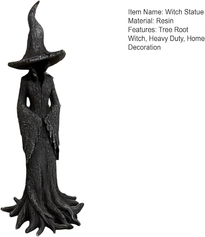 Cracker Barrel Witch Statue, Gothic Halloween Resin Figurine, Halloween Witch Figurines, Indoor Tabletop Display Figure, Home Office Holiday Party Decoration Ornament (8'')