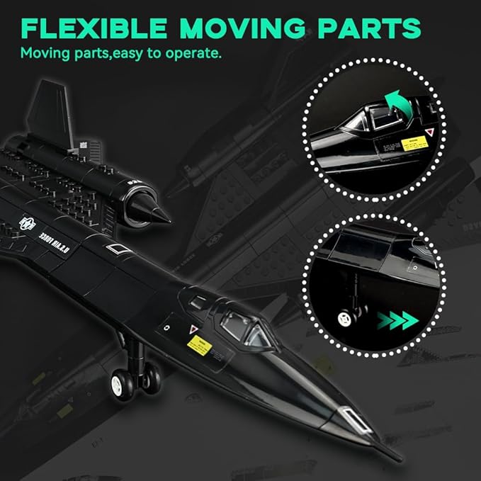 ArtorBricks SR-71 Reconnaissance Blackbird Airplane Military Building Set with Display Stand - 183Piece Model Kit for Adults, Collectors & Hobbyists