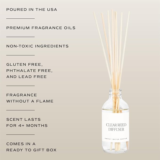 Sweet Water Decor Hello Fall Reed Diffuser Set - Hot Cider, Cinnamon, Cloves, Apple, and Nutmeg Scented Diffuser - Scent Diffusers for Home, Long Lasting Fragrance, Made in the USA