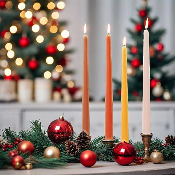 4 PCS Citrus Scented Taper Candles Gradient Orange Candlesticks Smokeless Candle Colorful Long Candles 10 inch for Christmas Wedding Festival Home Decor