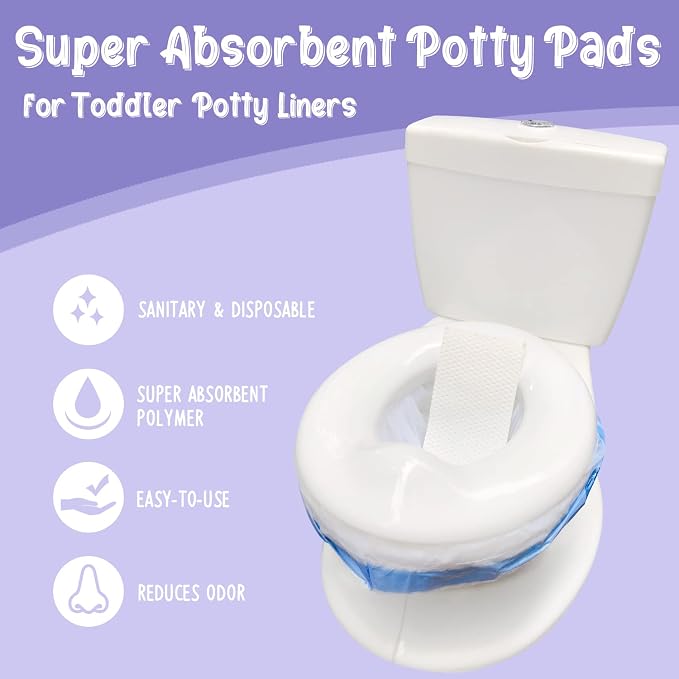 Disposable Potty Absorbent Pads for Kids Travel,Toilet Refill Pouch for Toddler Toilets Portable Fast-Acting Absorbent Fit All Baby Travel Potty Bags - 50 Pads