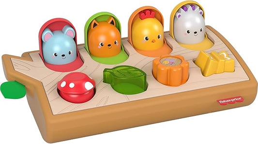 Fisher-Price Hide & Peek Pop-Up, Infant Activity Toy with Real Wood and Fabric Accents for Baby Ages 9 Months and Older