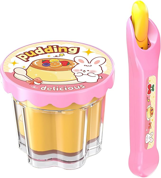 Pretend Play Pudding Feeding Toy for Dolls,Stuffed Animals Figurines,Automatic Feeding Toy with Spoon,Perfect for Doll Role Play Ideal Birthday for 3-6 Year Old Girls