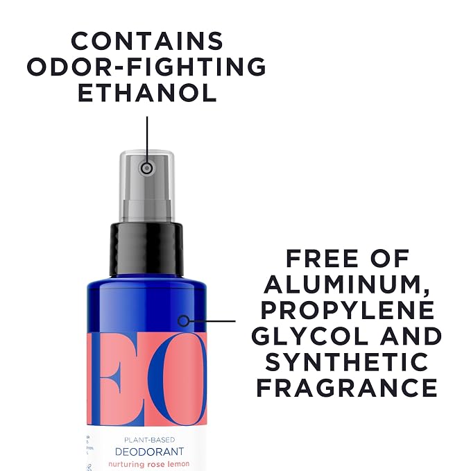 EO Deodorant Spray, 4 Ounce (Pack of 3), Rose Lemon, made with Essential Oils for Men and Women